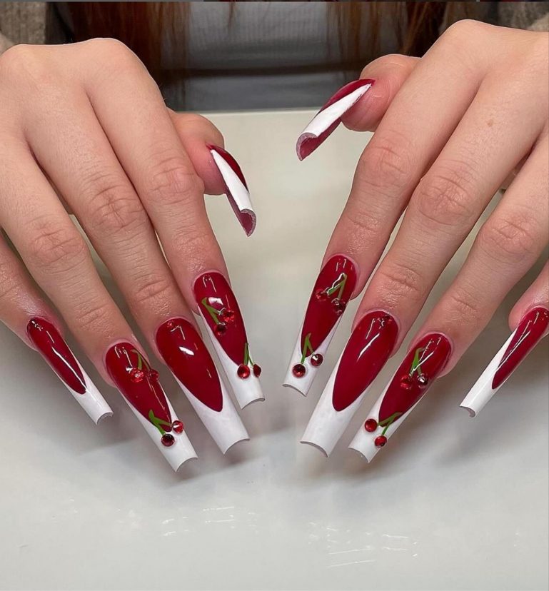 46 Perfect Valentine S Day Nails With Acrylic Coffin Nail Shape