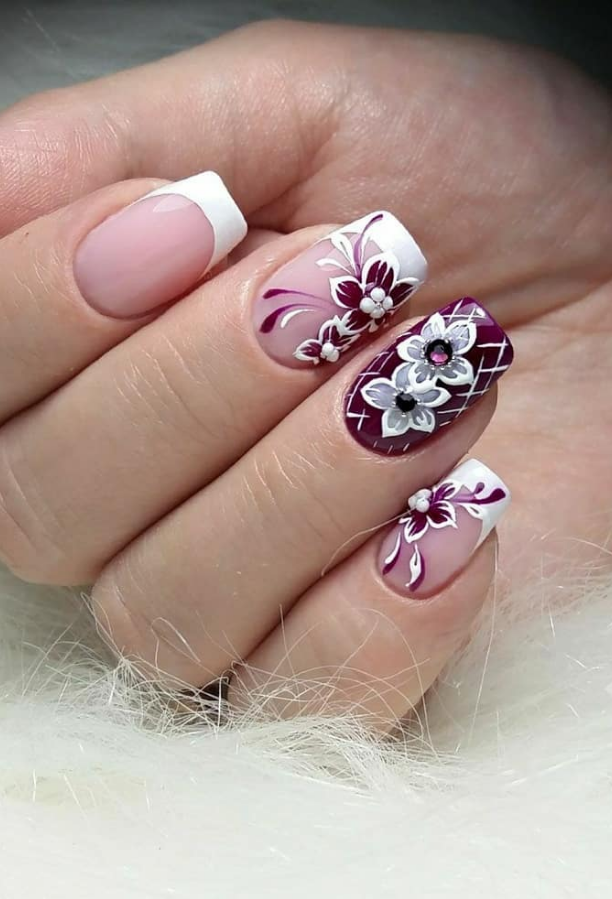 76 Pretty and Delicate Floral Nail Designs - Lily Fashion Style