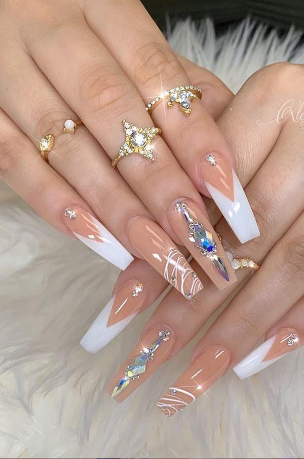 gold gems on nails