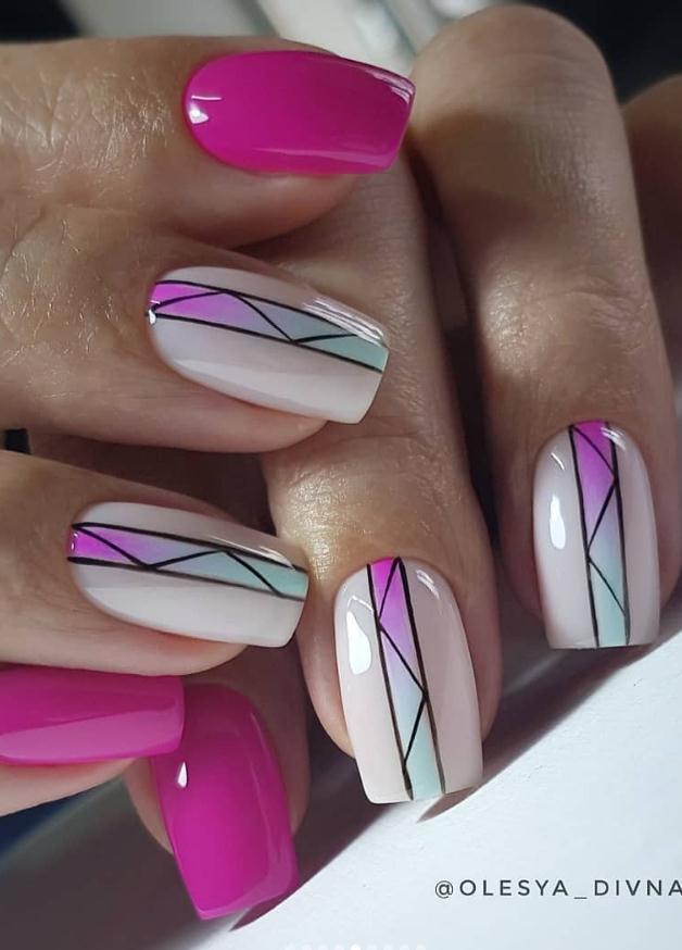 In The Summer of 2020, The Fashion Pink Short Nail Art Design Came ...