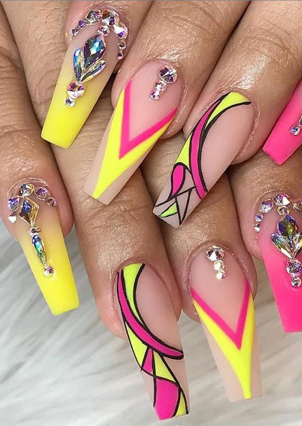 Special Yellow Coffin Nails Art You Should Try In Summer Lily Fashion