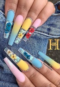 Special Yellow Coffin Nails Art You Should Try In Summer - Lily Fashion ...