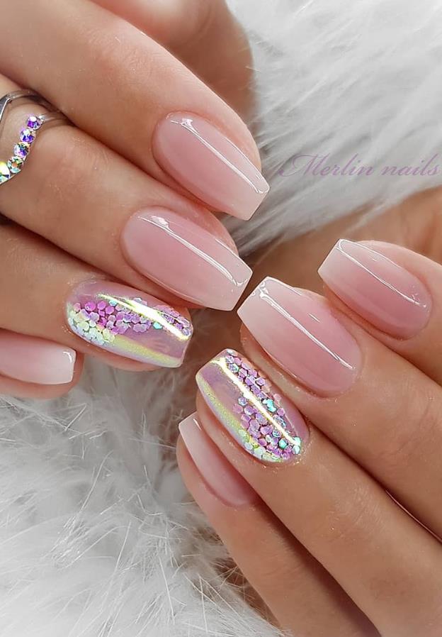 Glittering DIY Pink Square Nail Design, More Suitable For Spring and ...