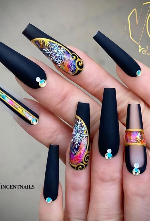 48 of These Black Coffin Nails Art Enhancements are The Most