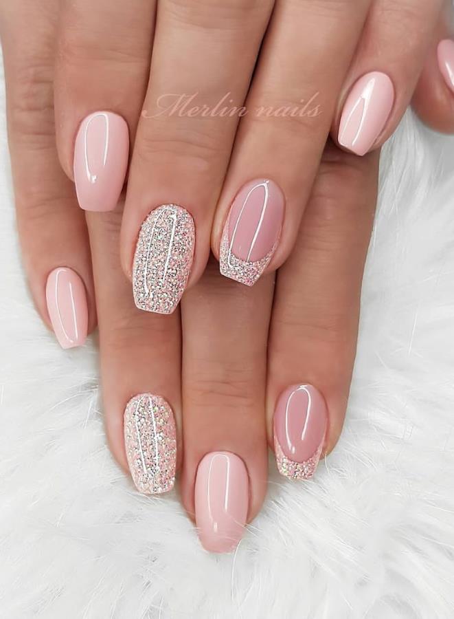 beautiful-glittering-short-pink-nails-art-designs-idea-for-summer-and