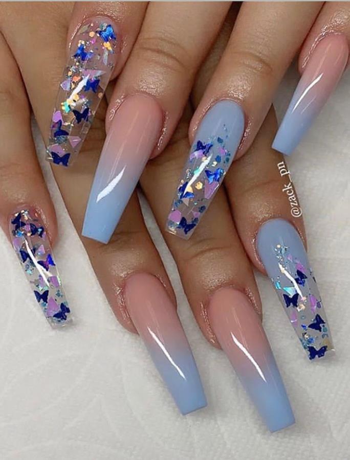Beautiful Butterfly Long Coffin Nails Art Designs For Summer 2020 - Lily Fashion Style
