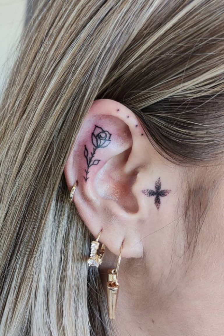 21 Cute and Cool Small Ear Tattoos for Women in 2021