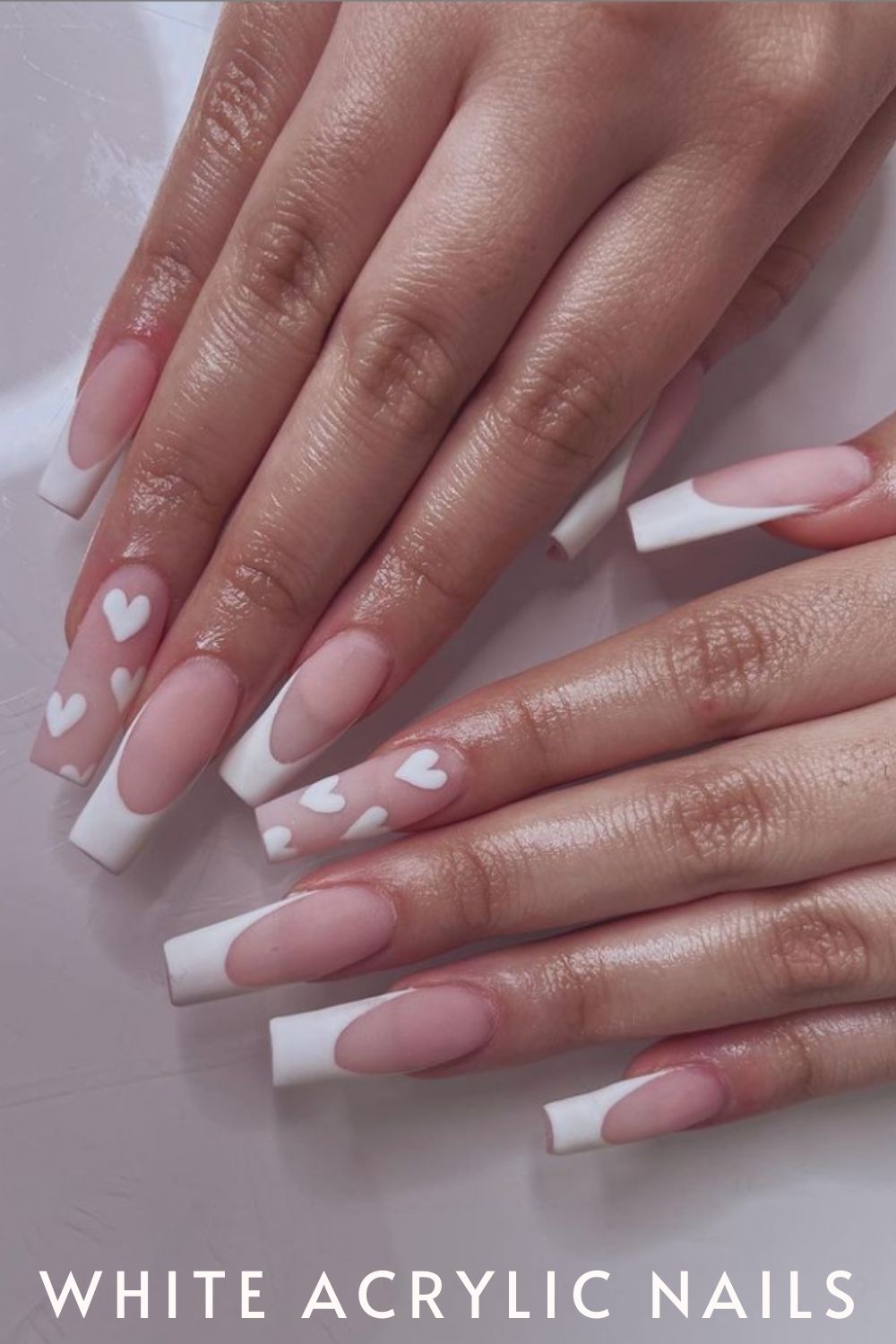 Cute white nail designs with lovely heart