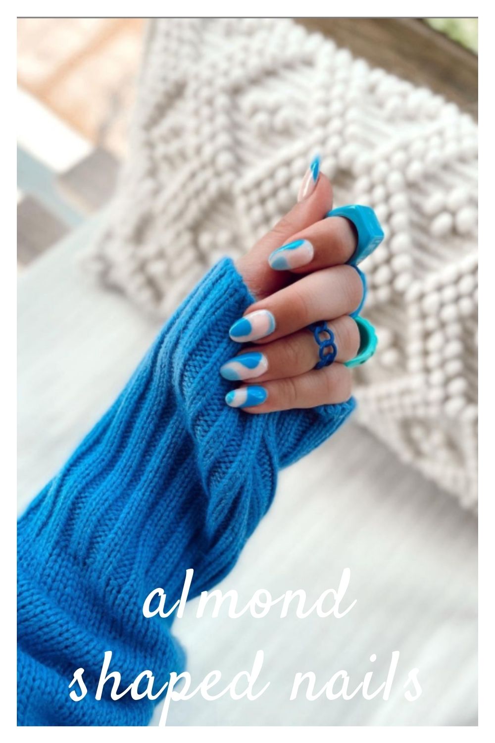 Blue almond nails