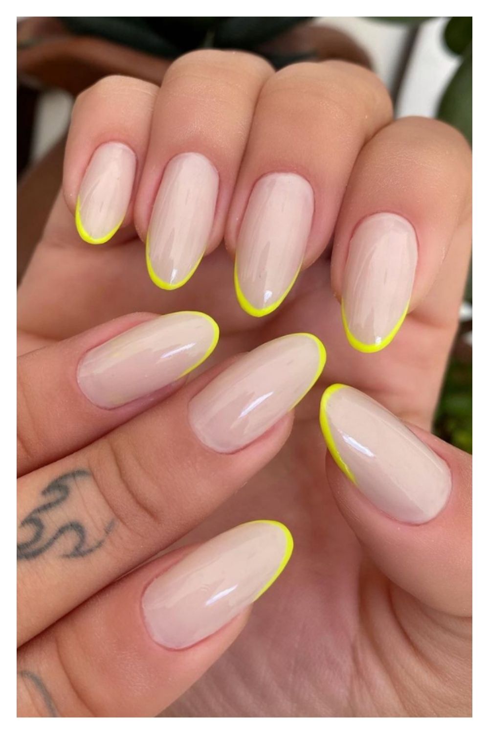 Yellow tip almond nails