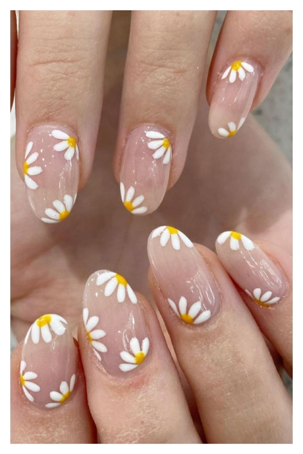 Flower acrylic almond nails design