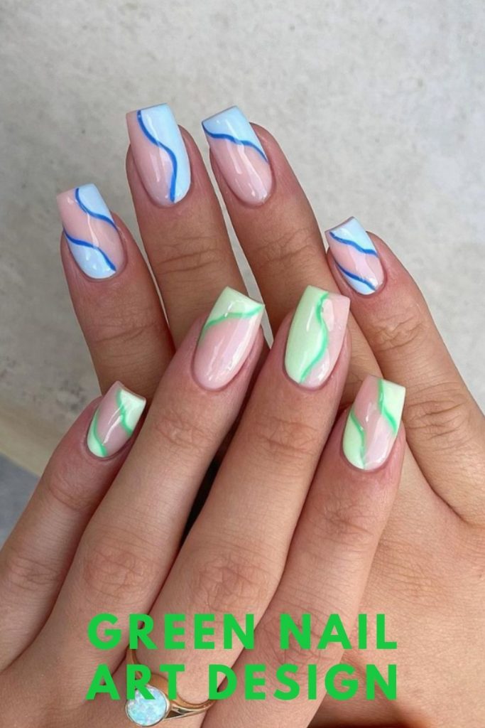 36 dazzling green nails art designs for summer nail 2021