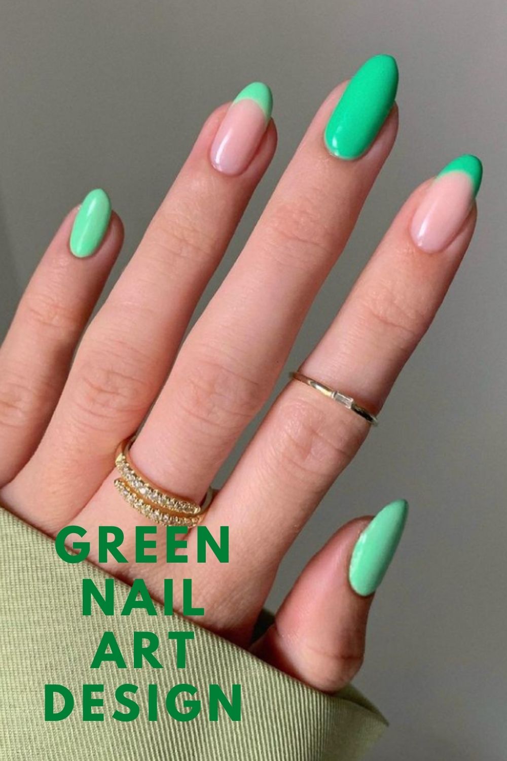 Green almond nails art designs