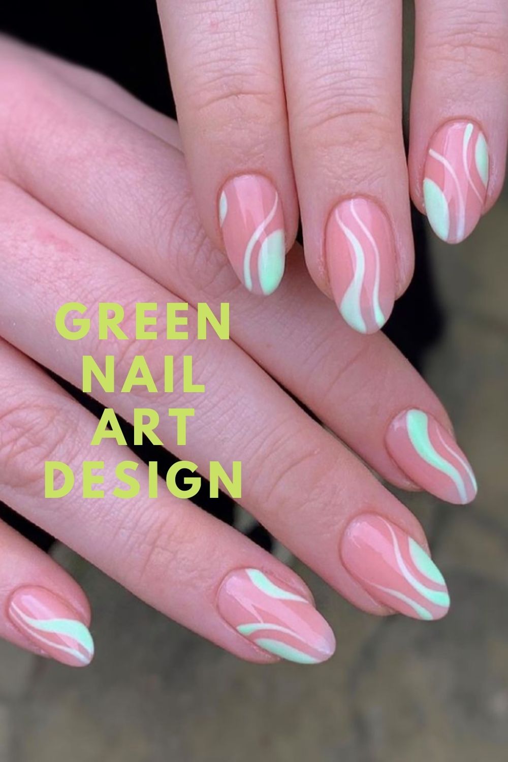 Pink and neon green nails art