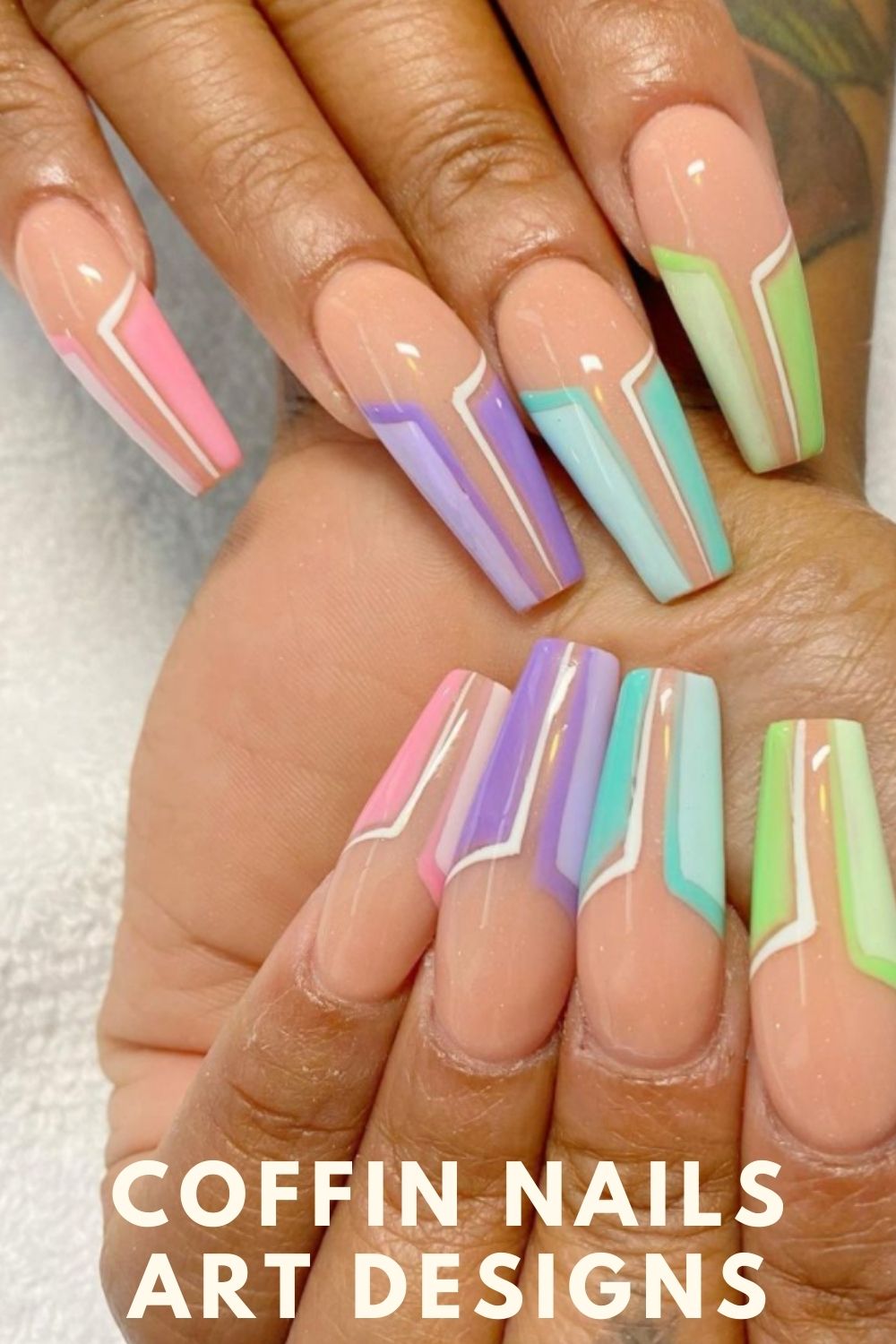 Pastel coffin shaped nails ideas