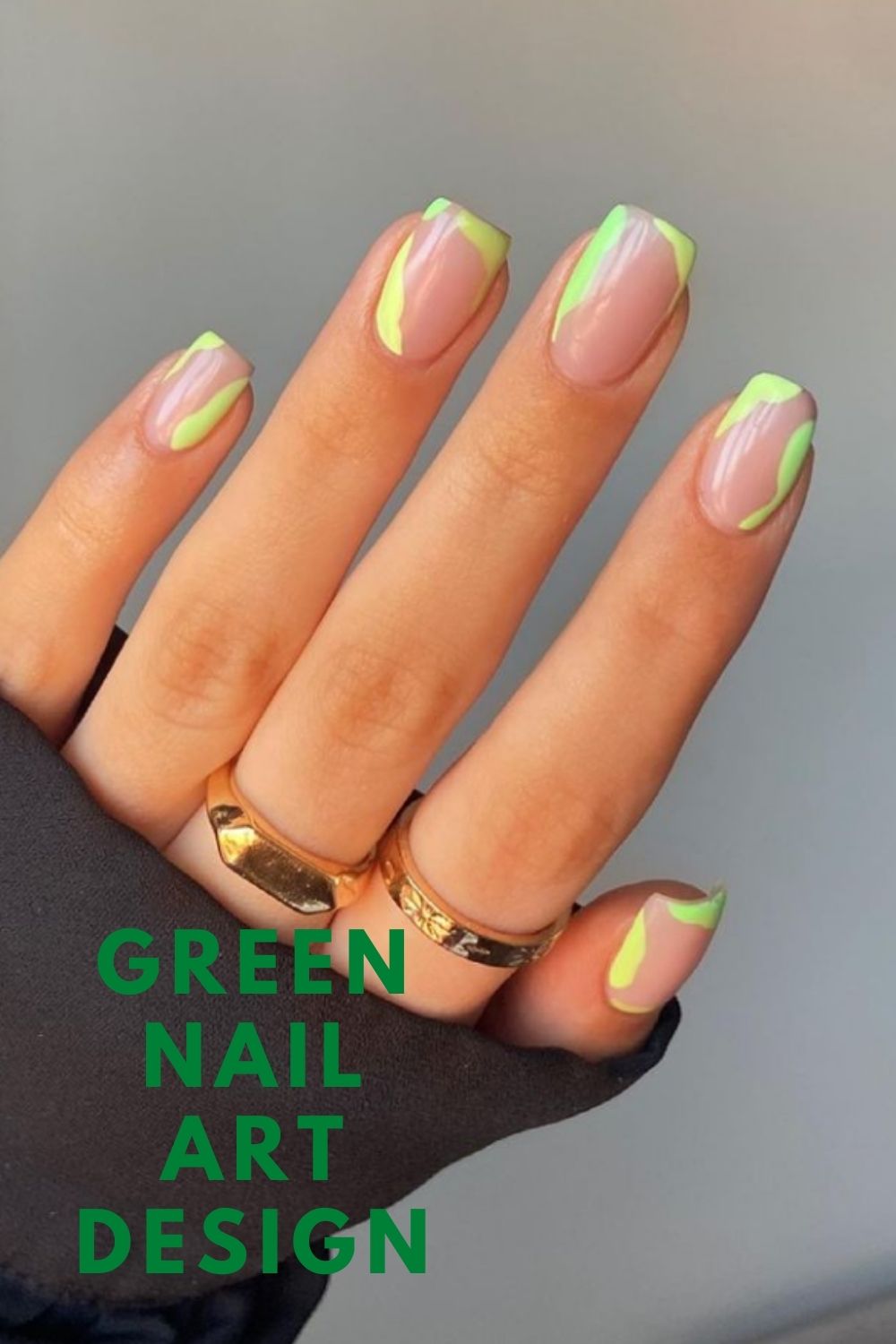 Ombre neon green nails