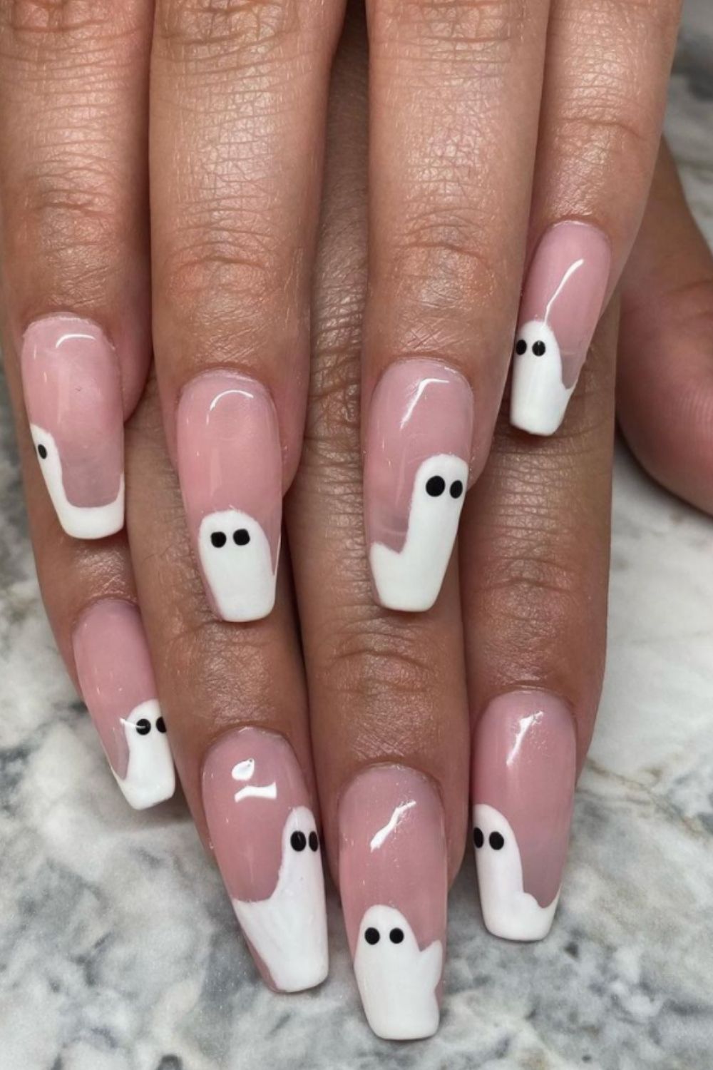 Pink  Ghost Manicures for Halloween