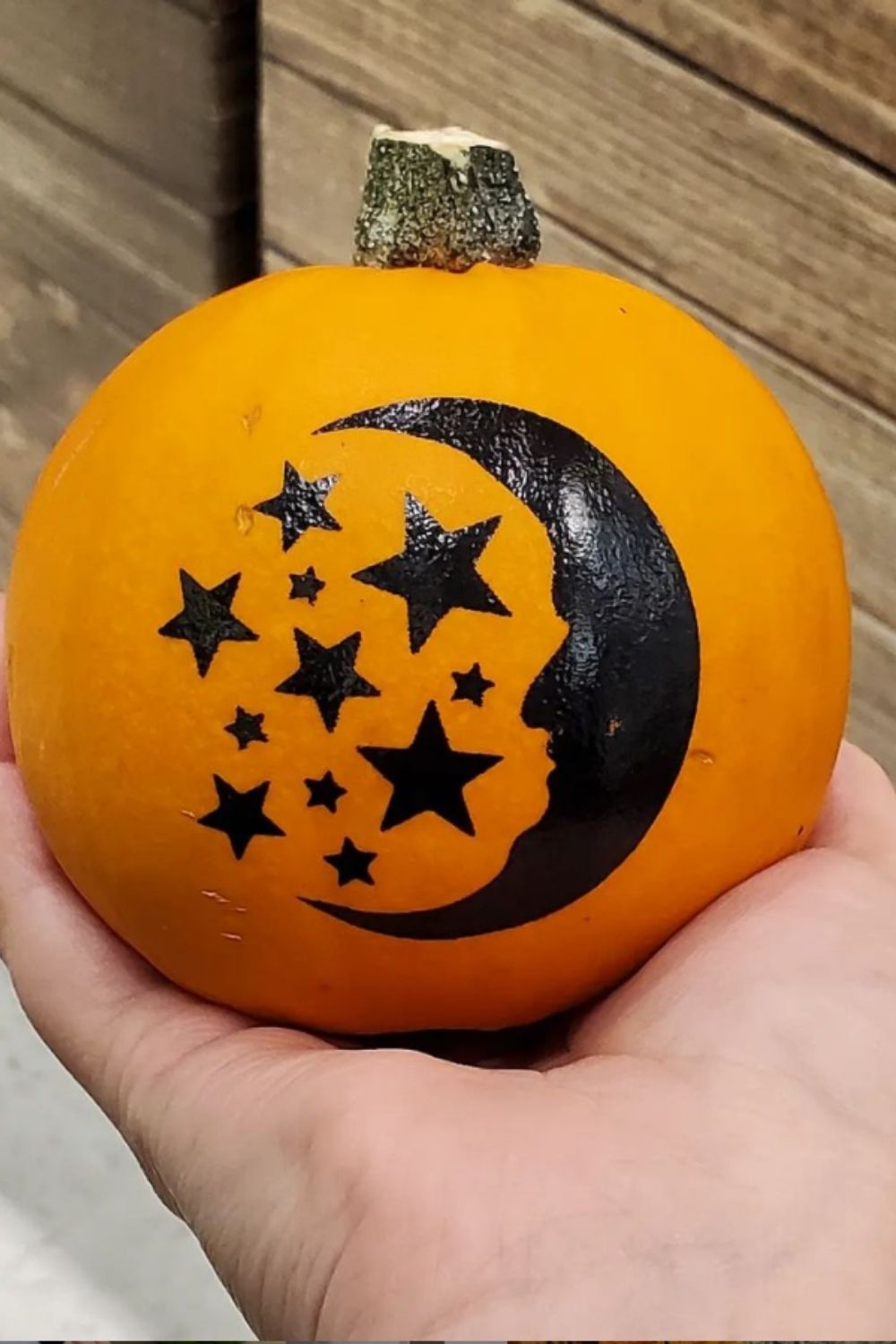 Star moon pumpkin painting