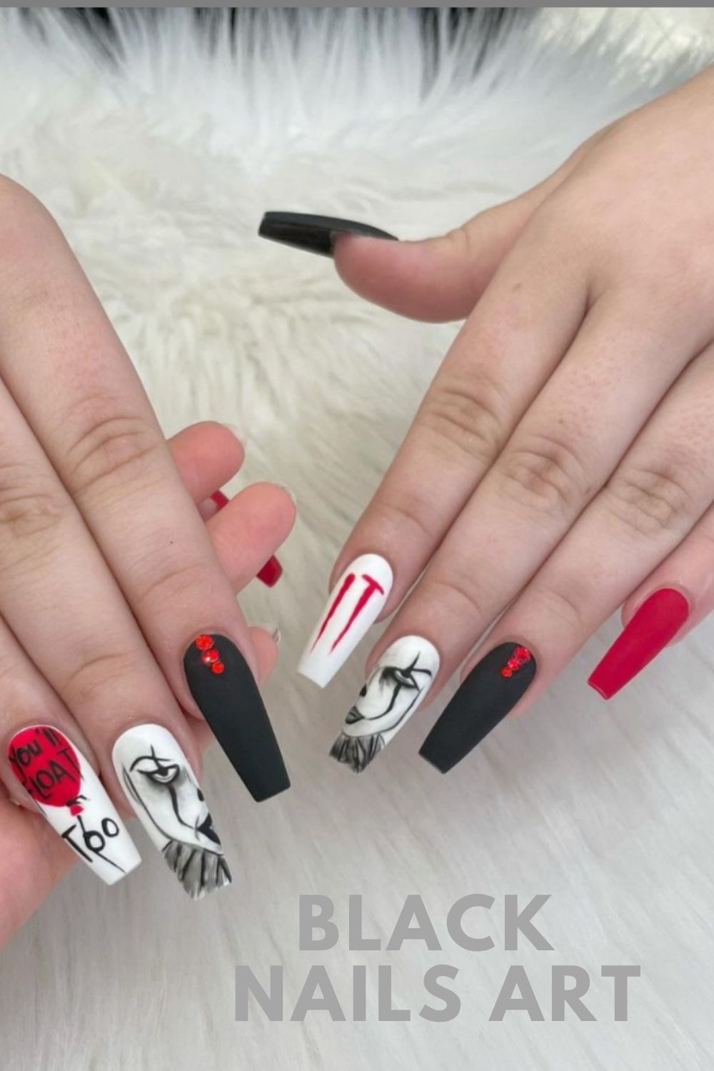 Red and black nail design