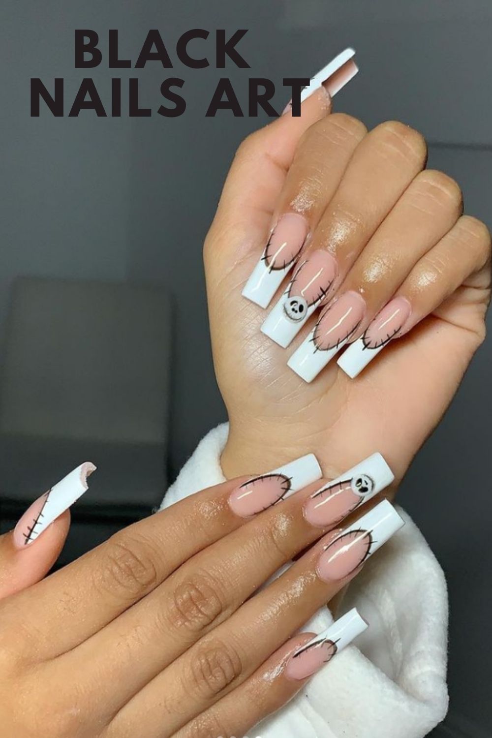 White and pink coffin nails