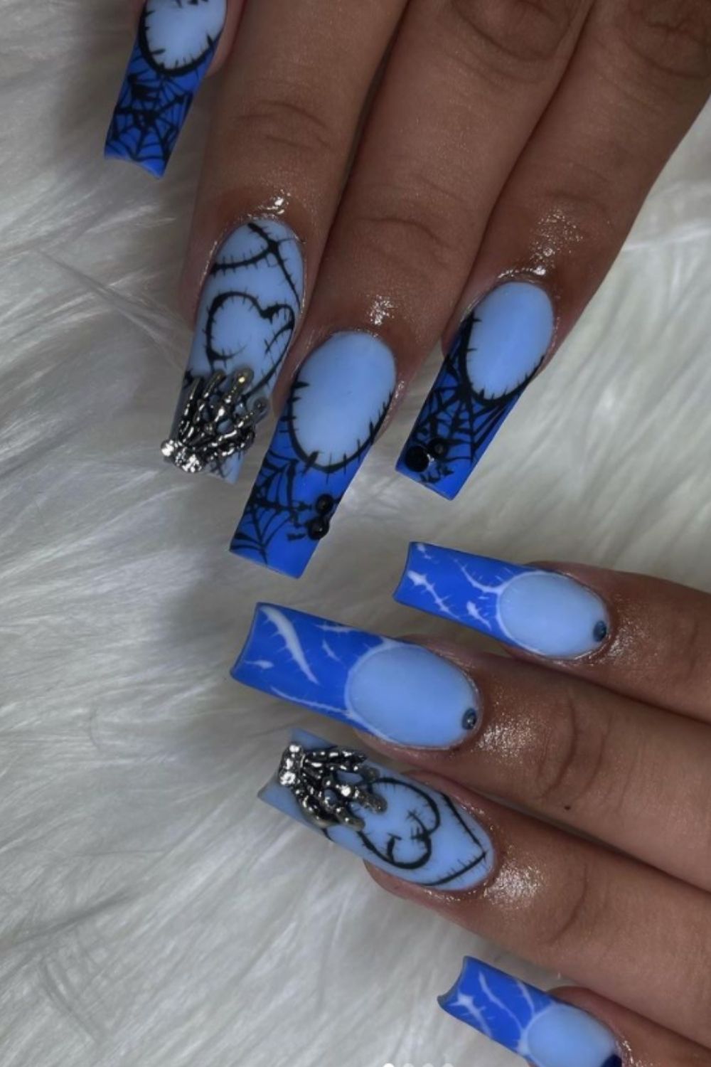 Blue and black coffin nails