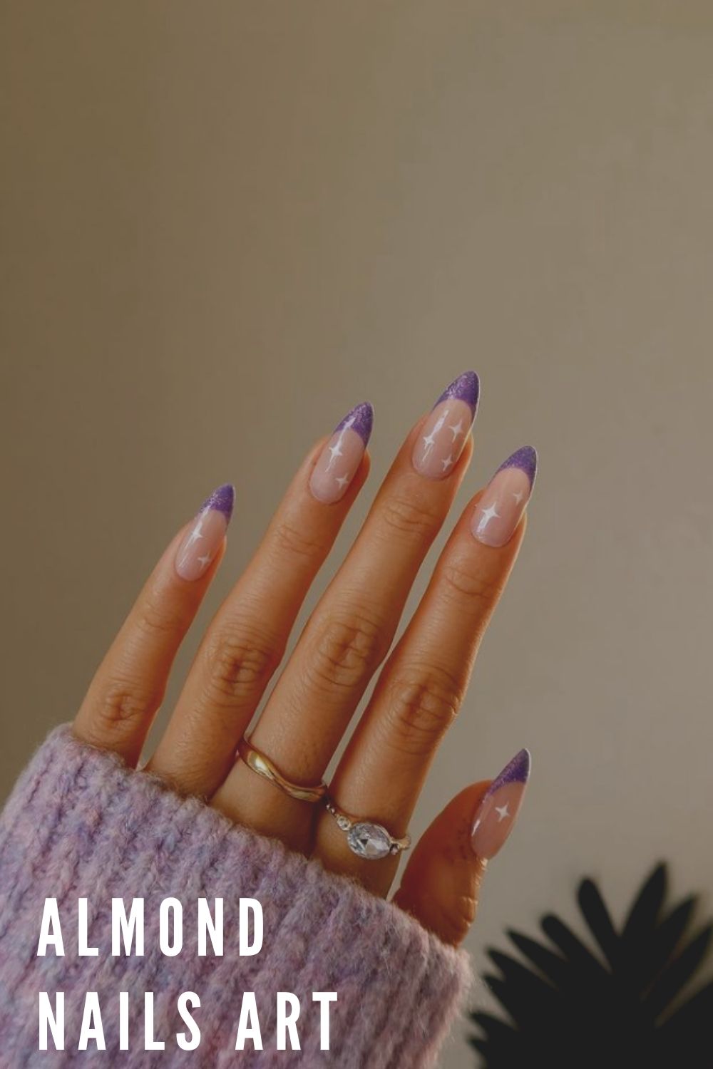 Purple tip almond nail