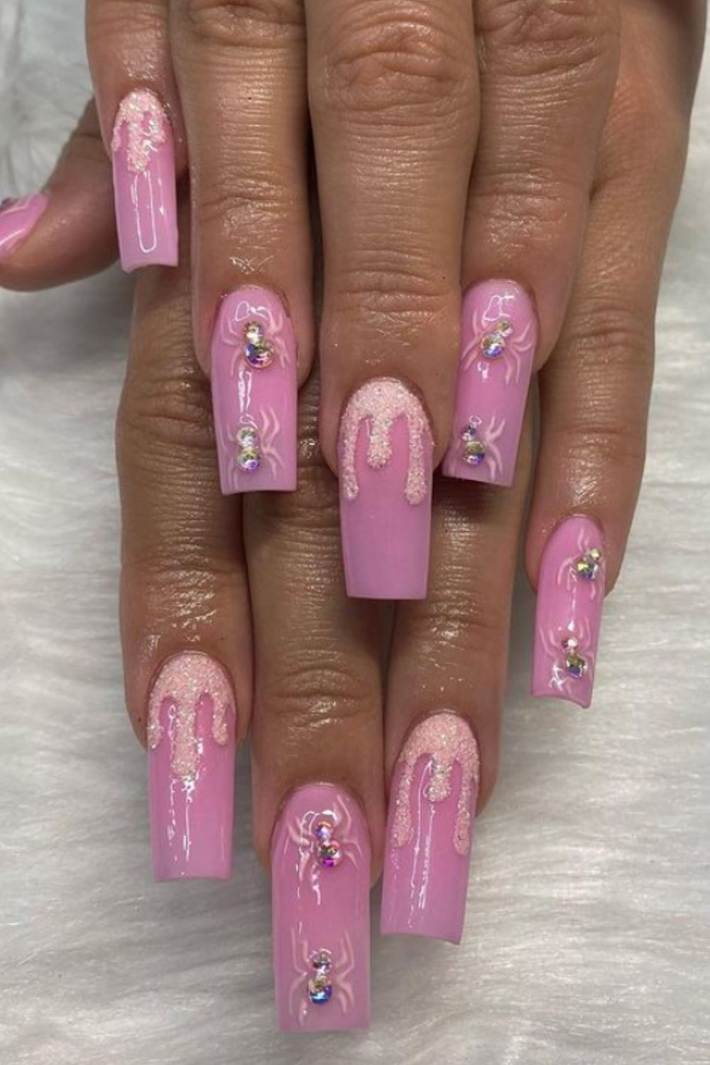 Glitter pink nails