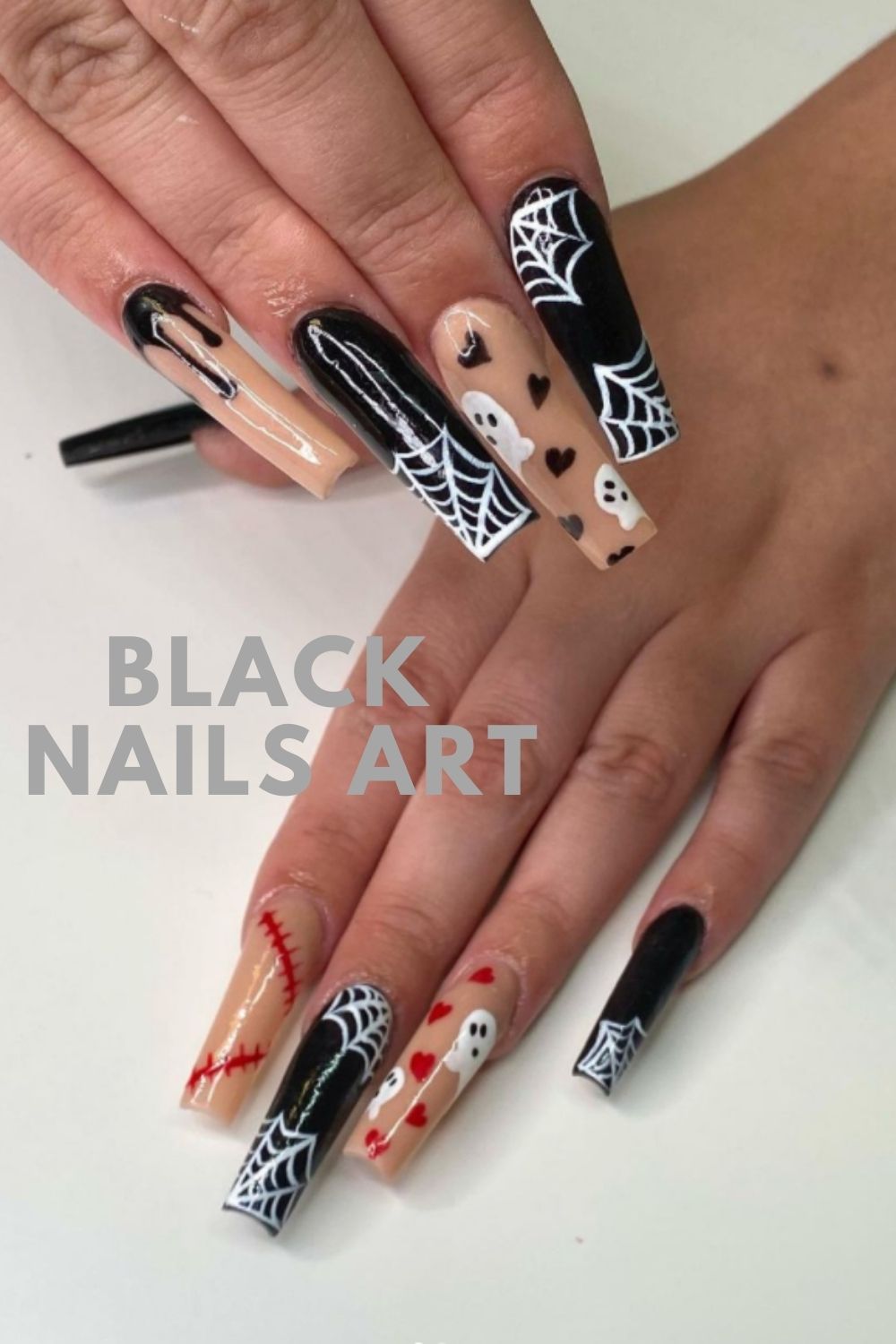 Long coffin nails for Halloween nails