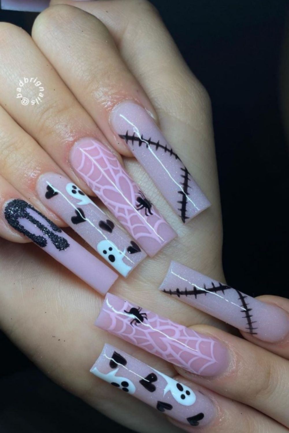 White and pink coffin nails