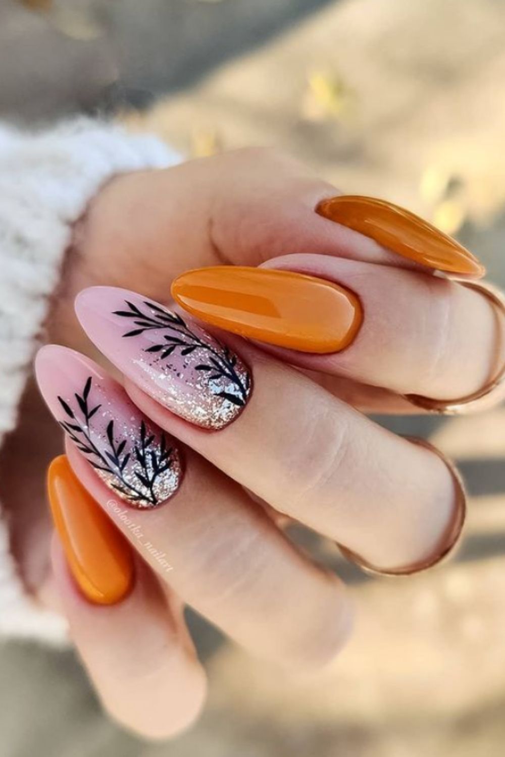Pink and orange nails
