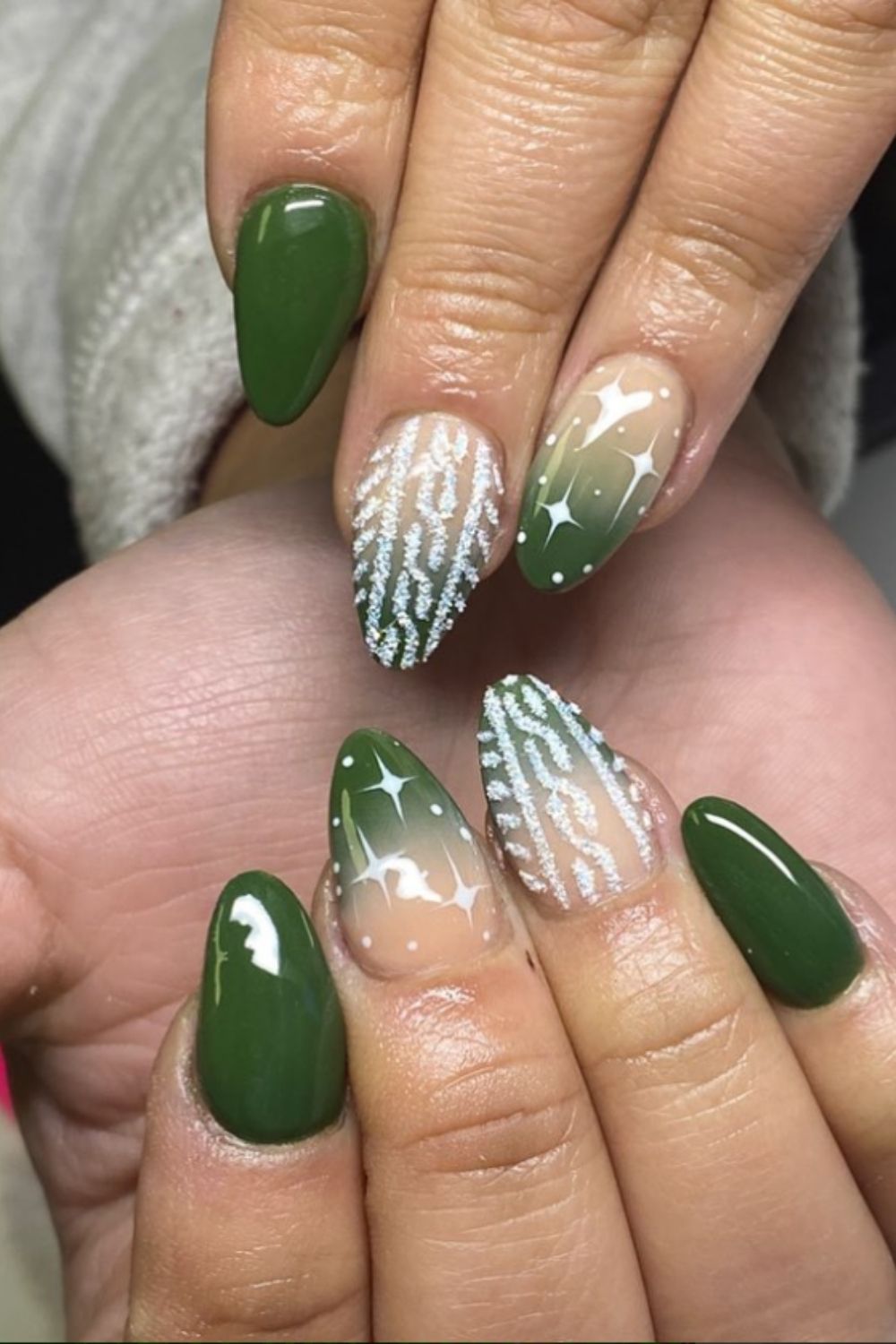 White and green nails