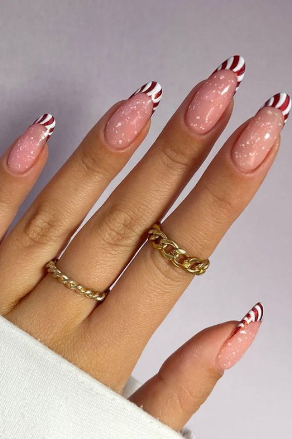 Candy canes tip French nails designs