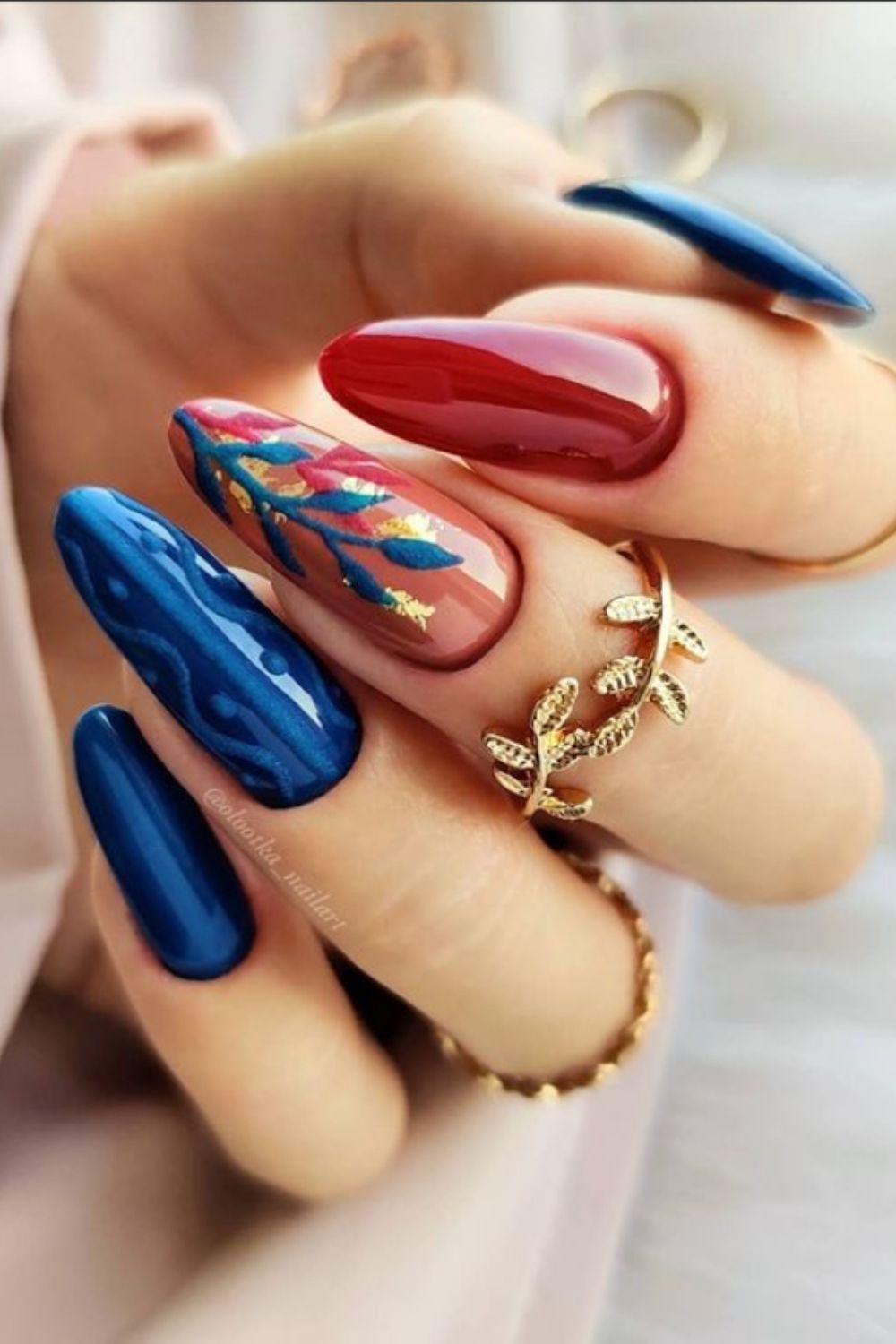 Blue and red nails 