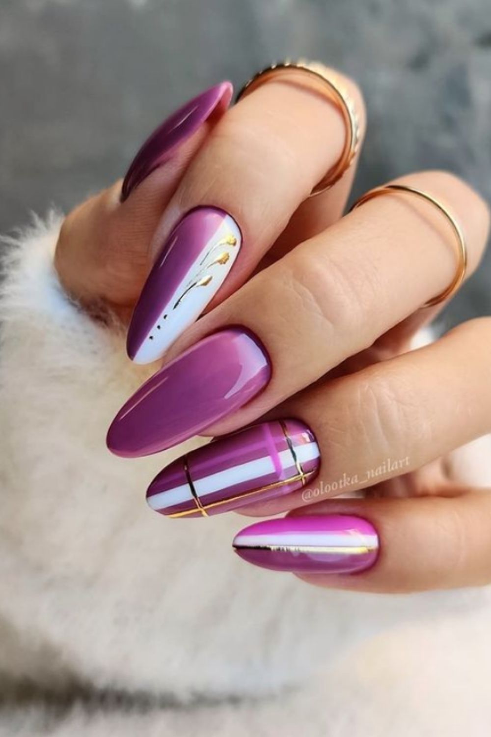 Purple and white nails 