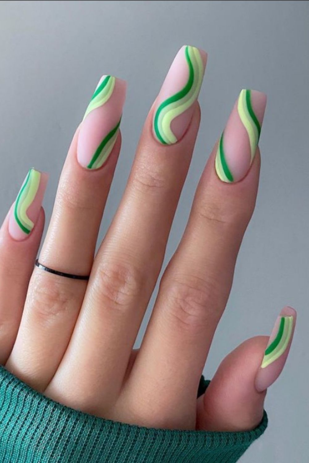 Neon and pink coffin nails