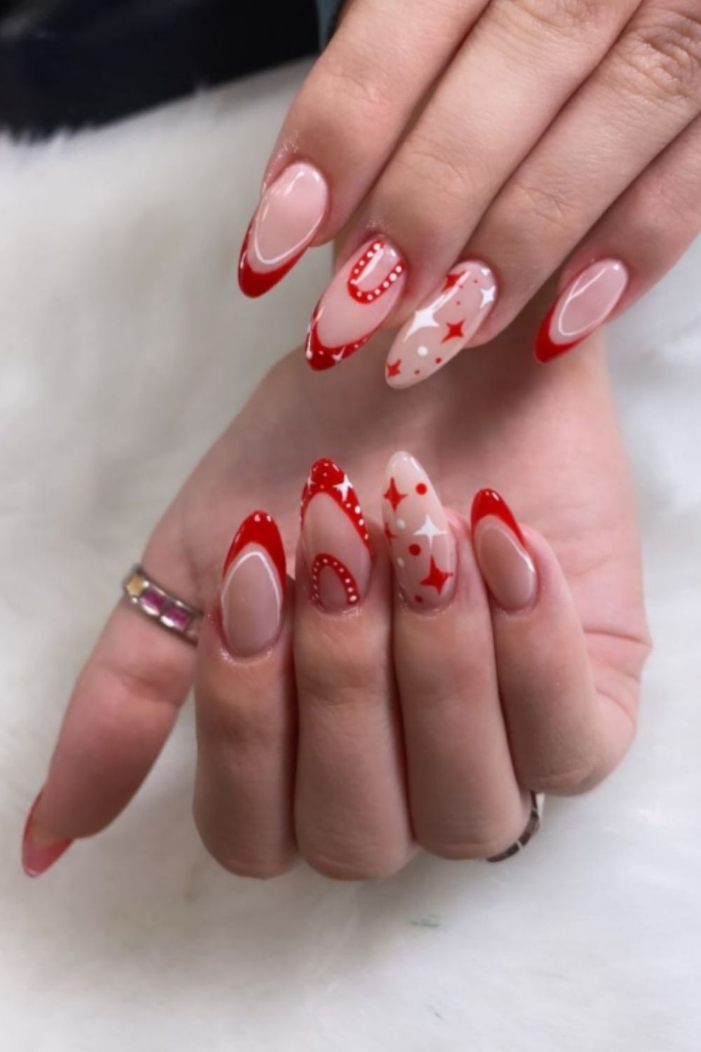 Red French nails ideas