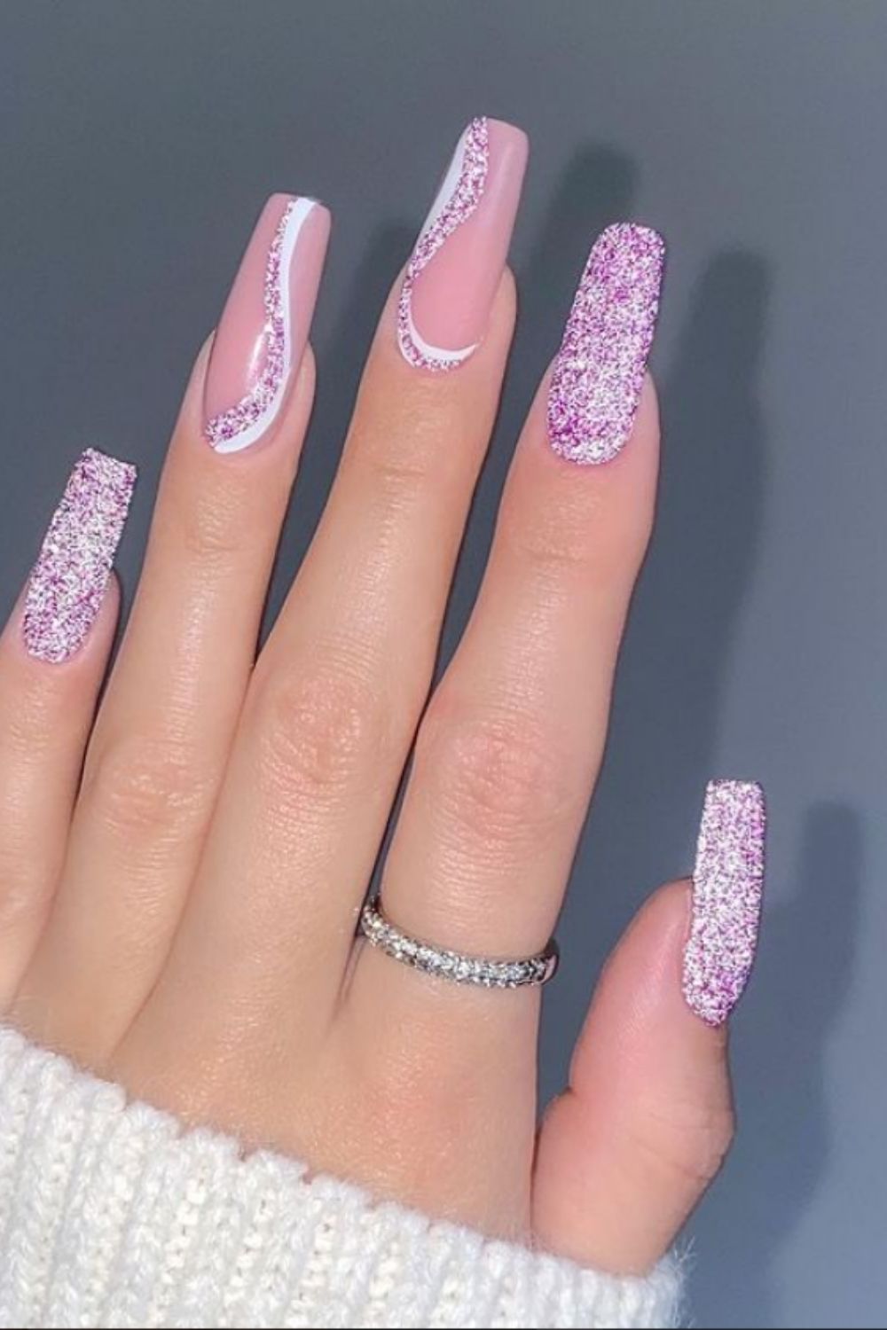 Purple and pink christmas nails
