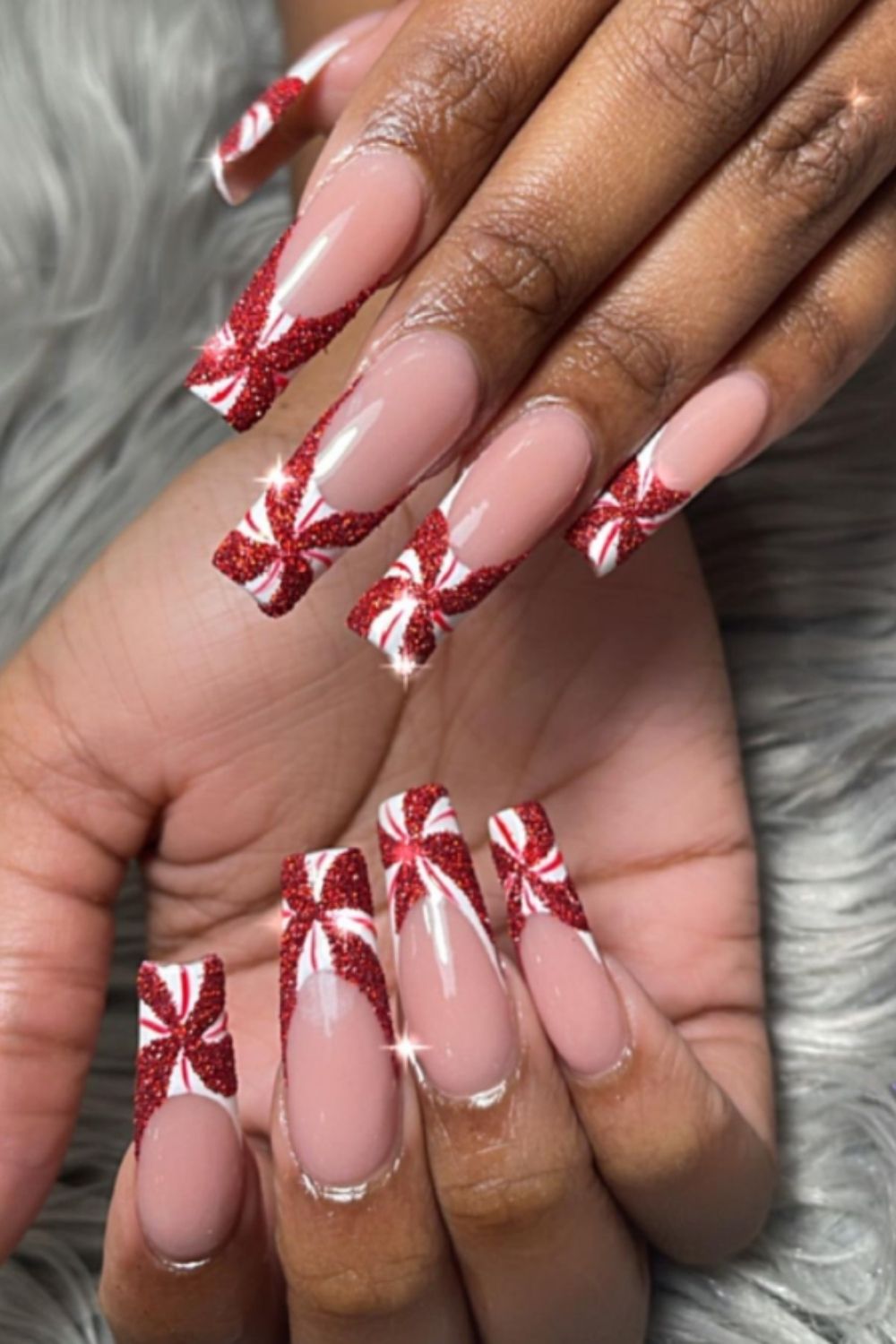Red and white tip french nails