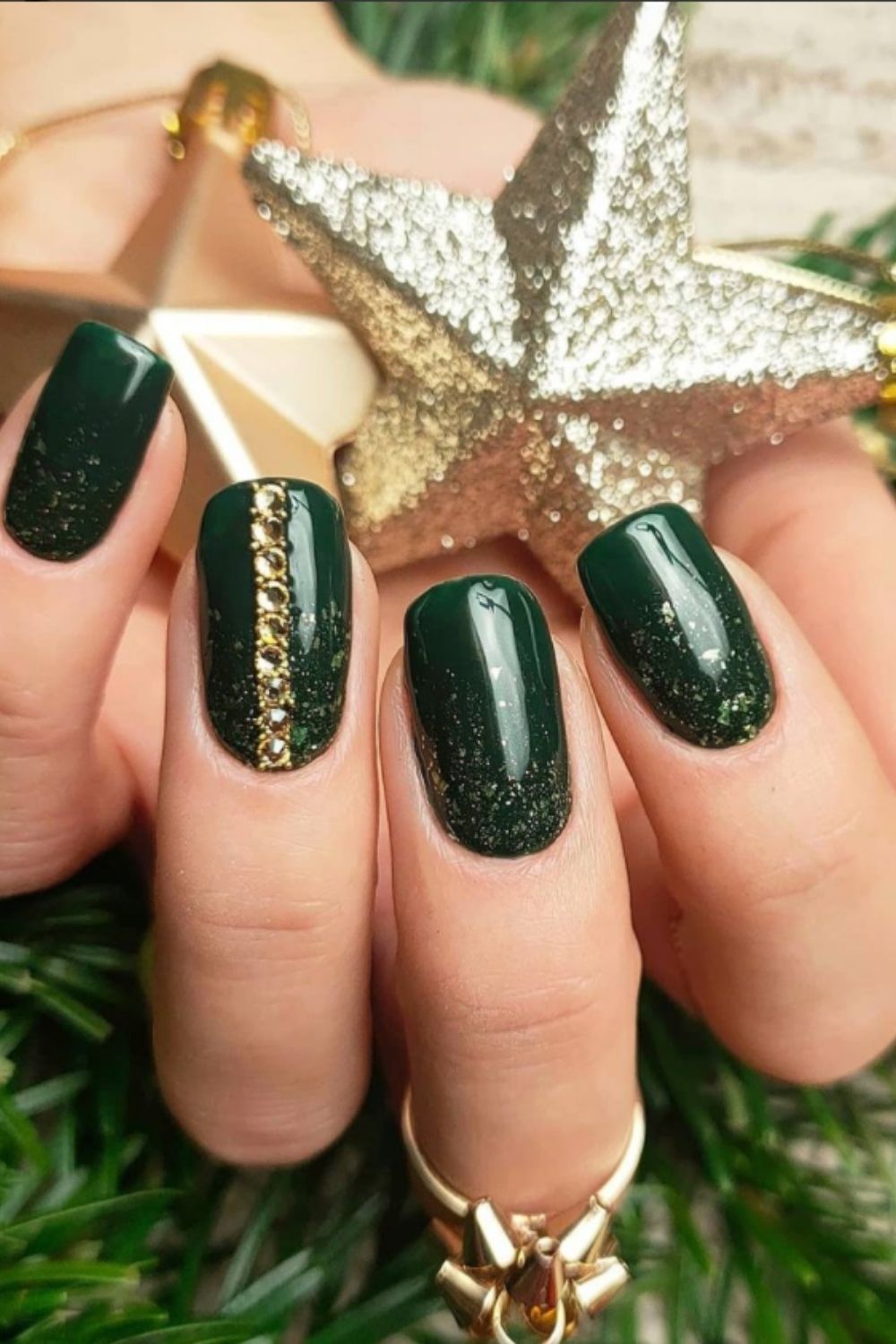 Green glitter nails ideas