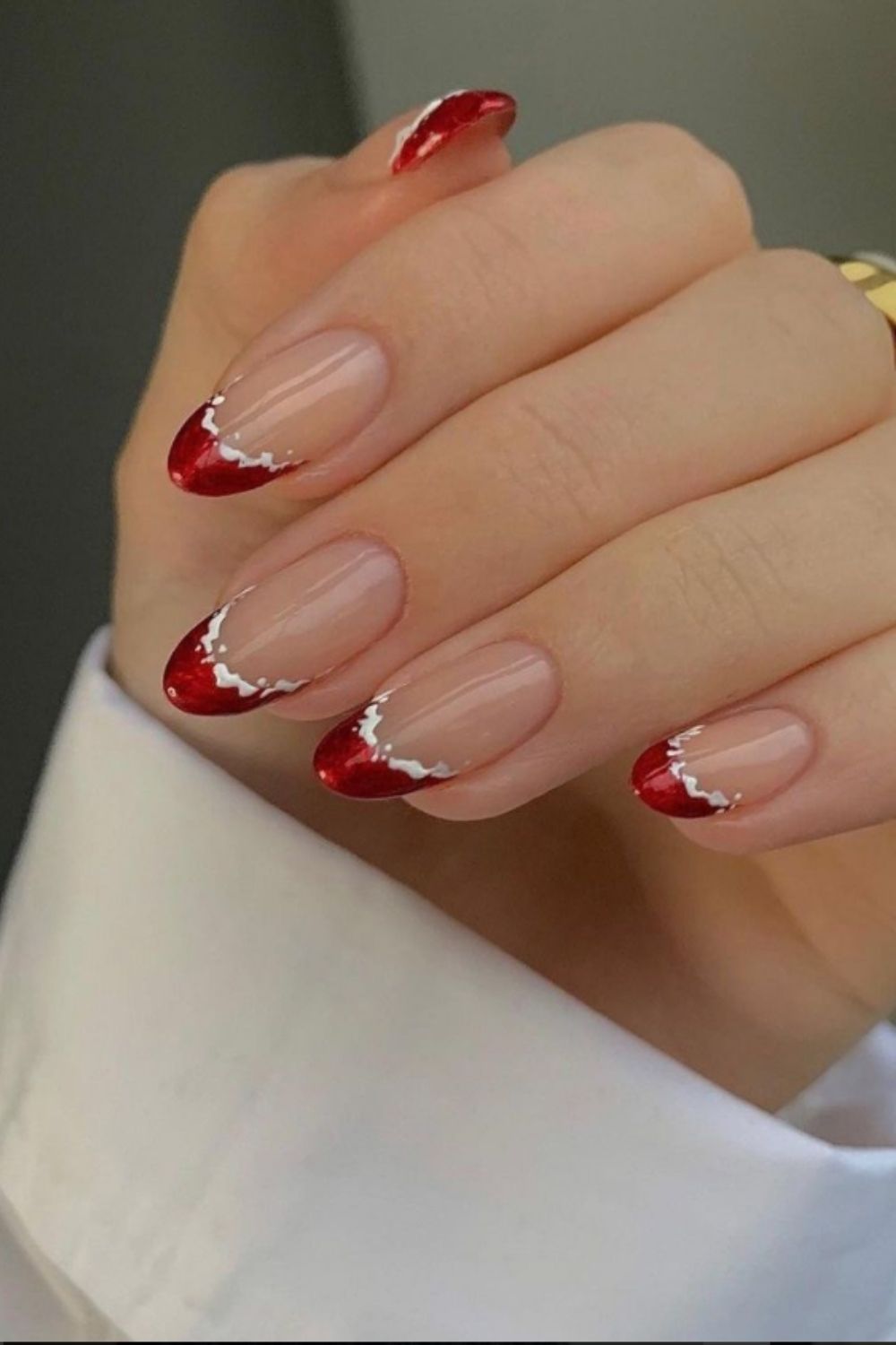 Christmas hat tip fench nails designs