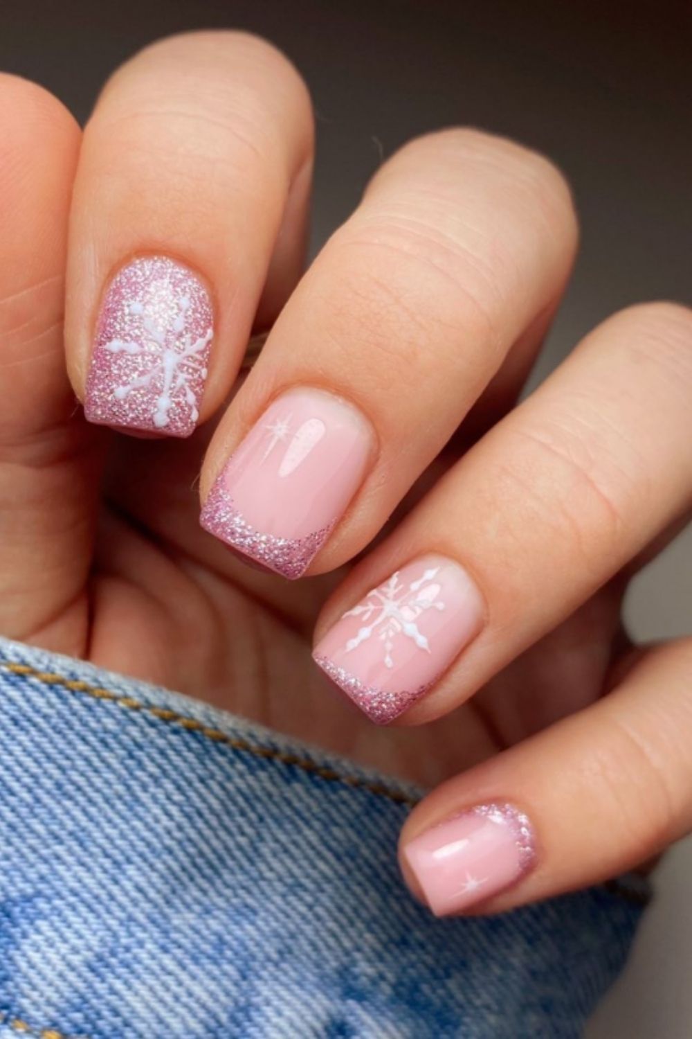 Pink and white nails