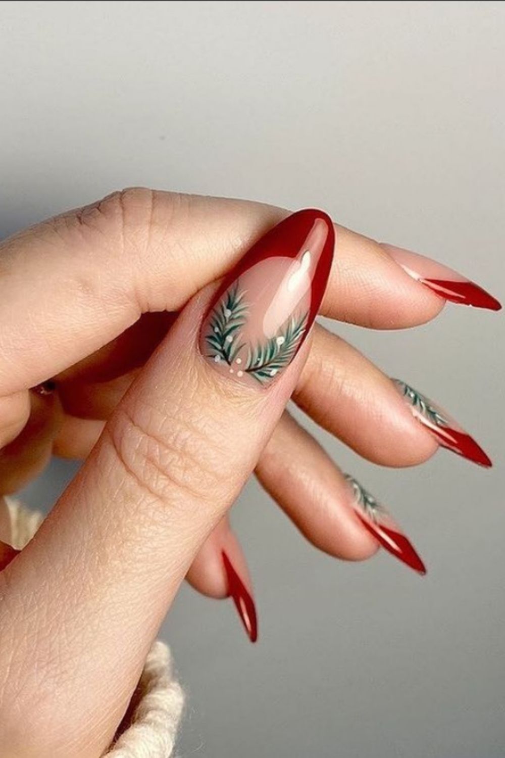 Red tip almond nails art designs