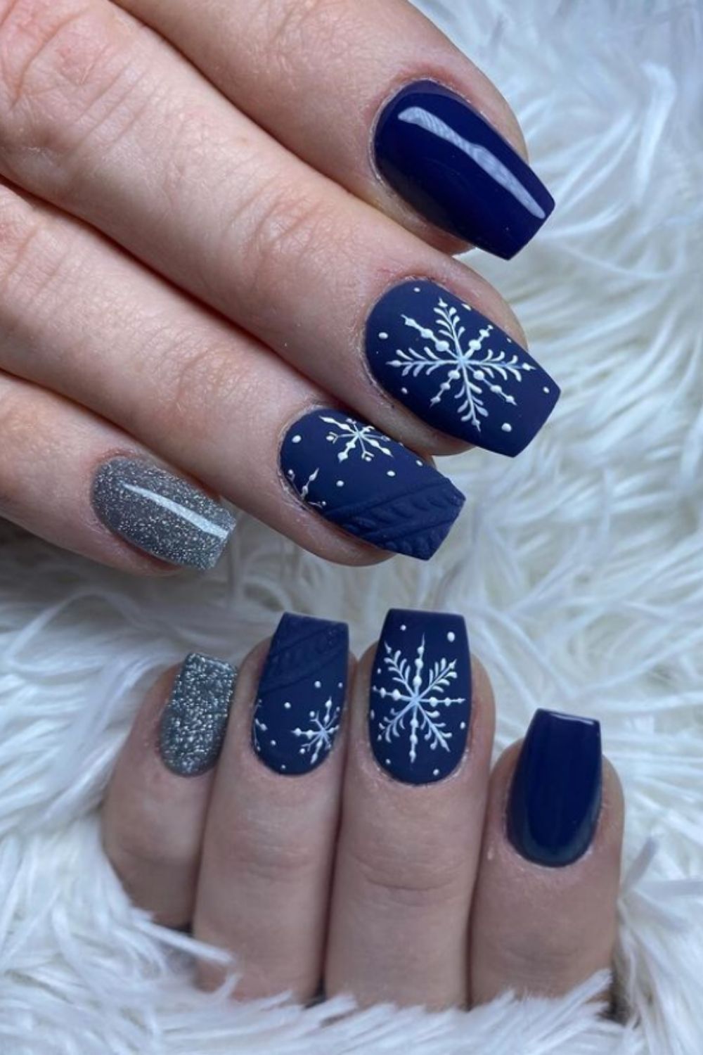 Blue nails designs for snowflake