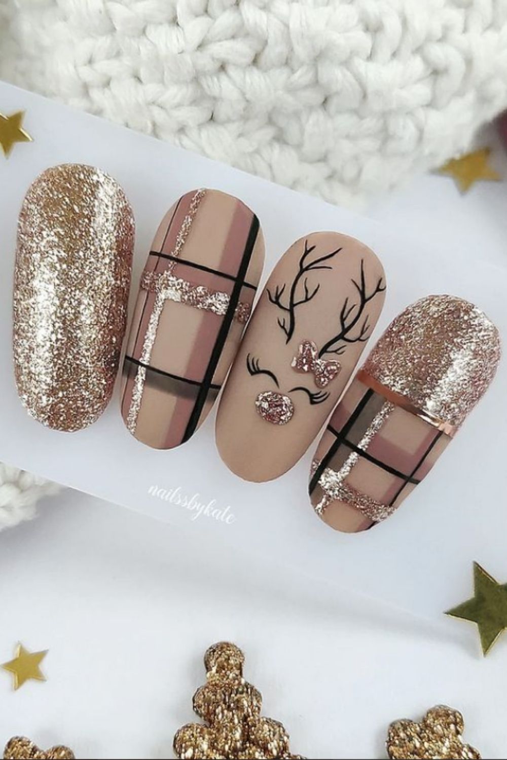 Brown glitter nails designs