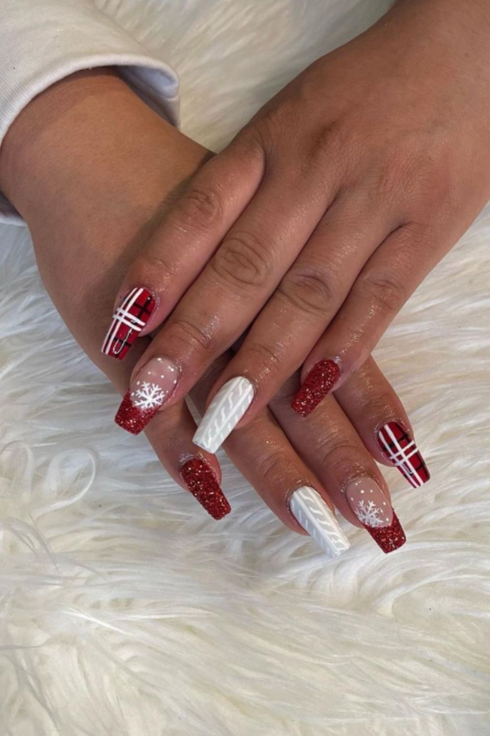 Red and white coffin nails ideas