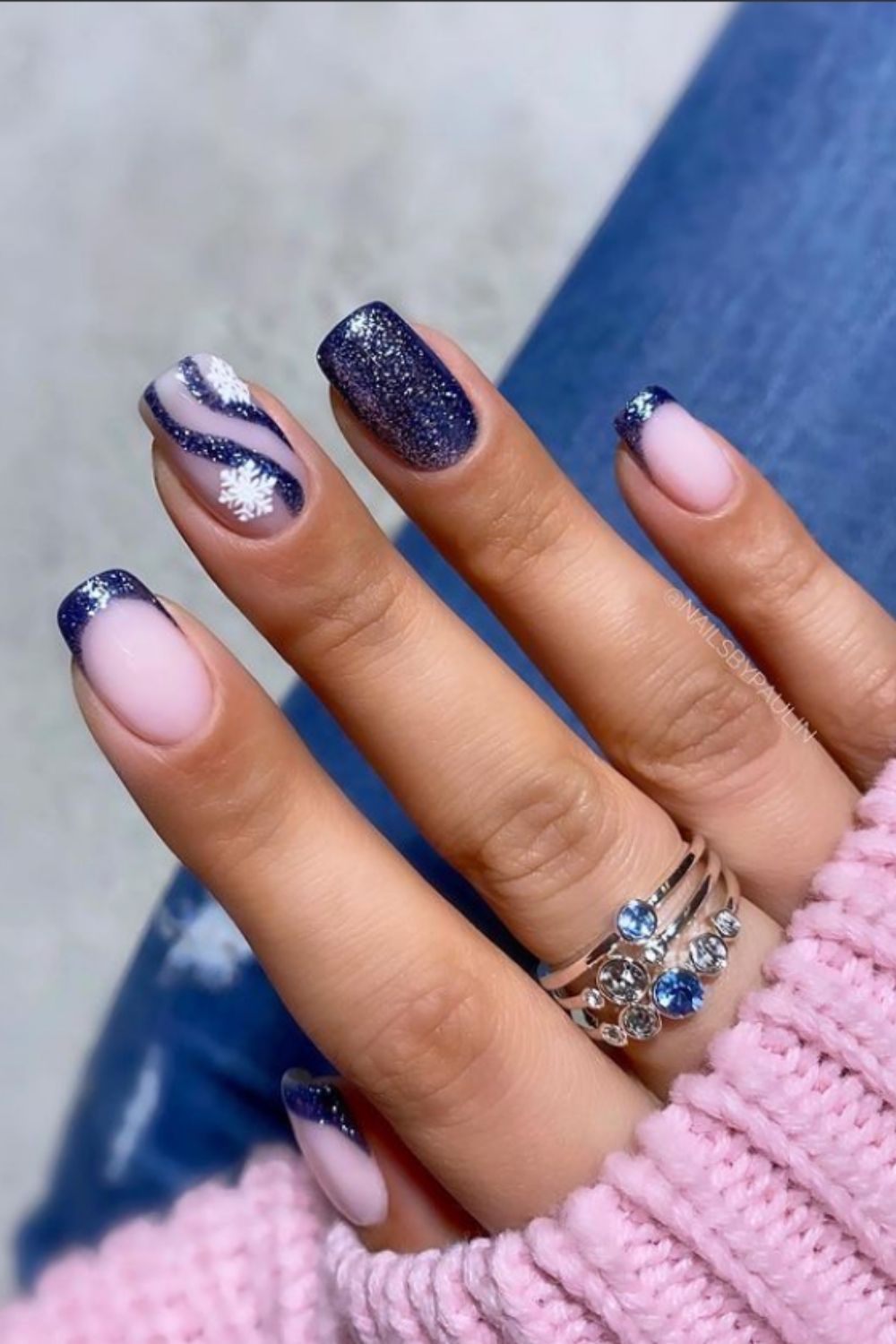 Glitter blue nails ideas