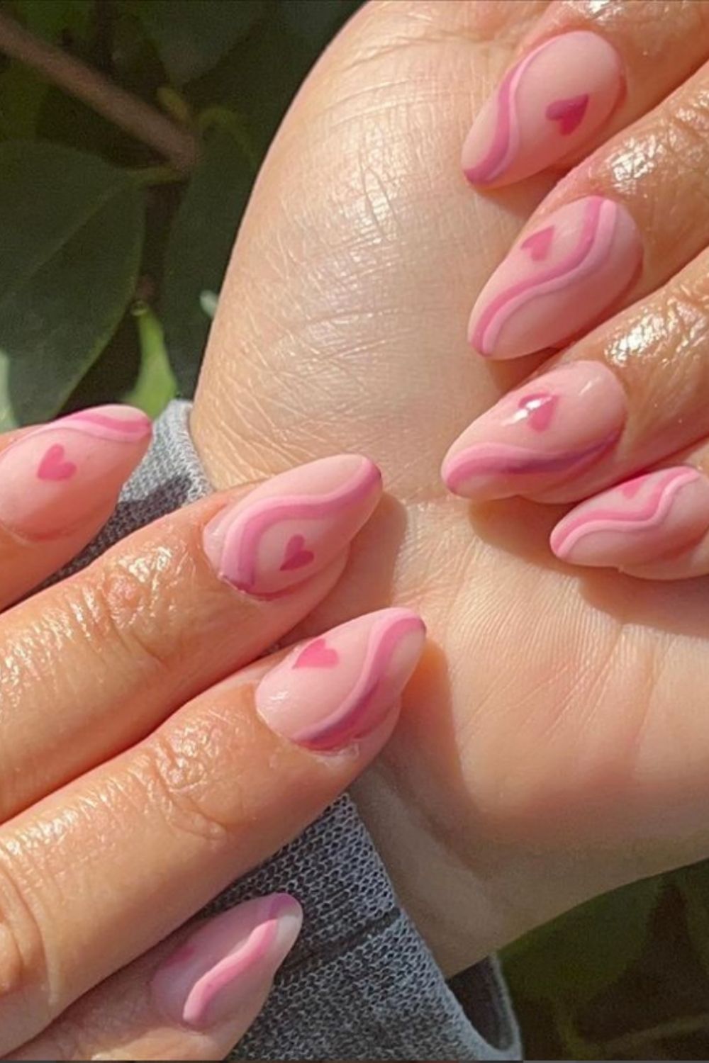 Pink almond nails designs