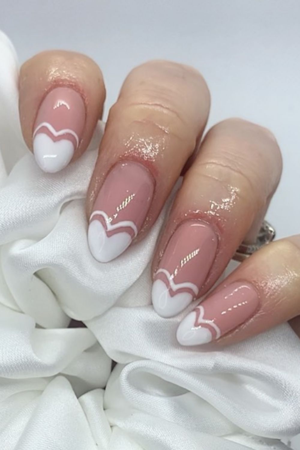 Pink and white almond nail designs