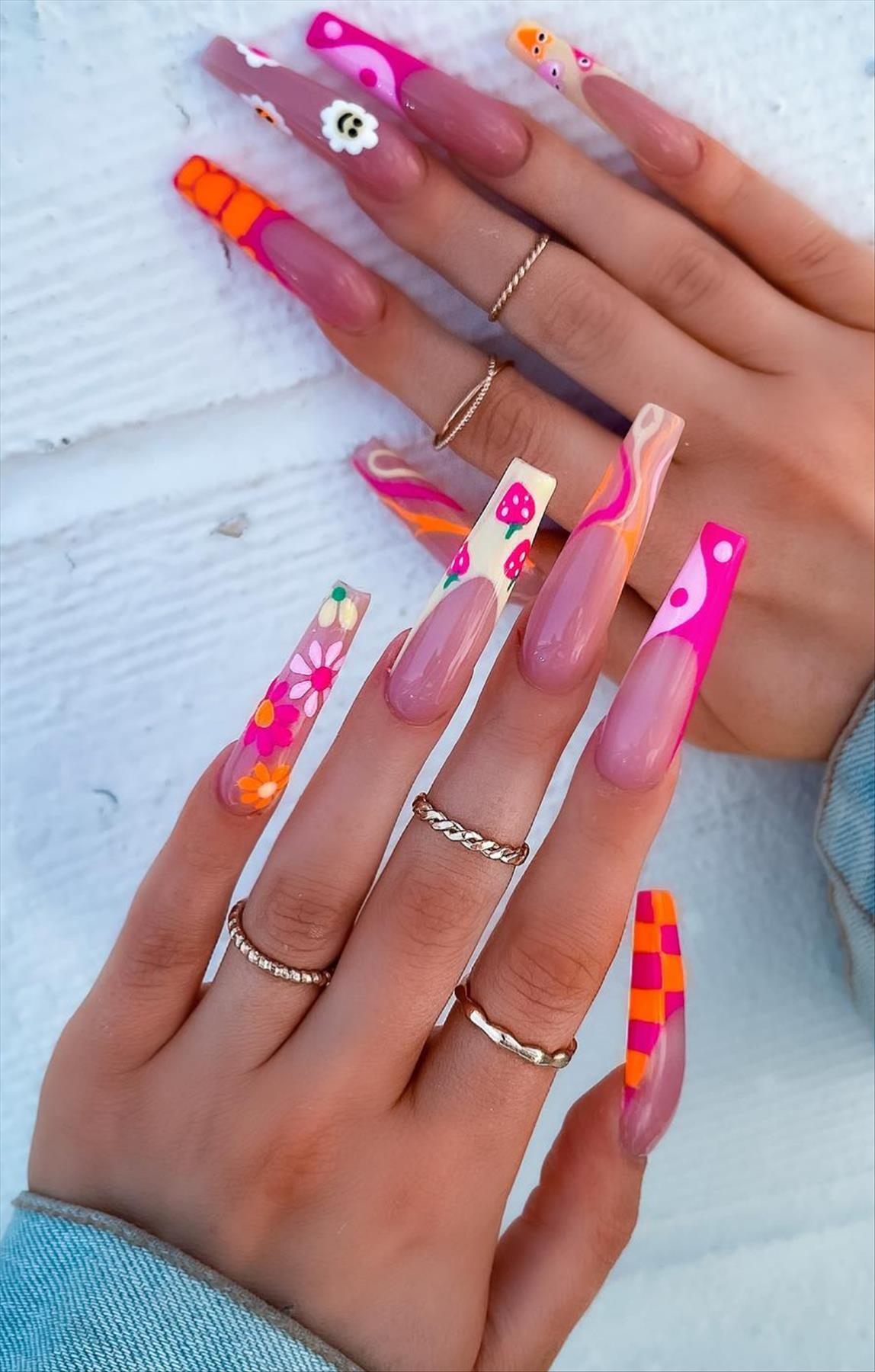 Luxury French tip coffin nails you'll flip for