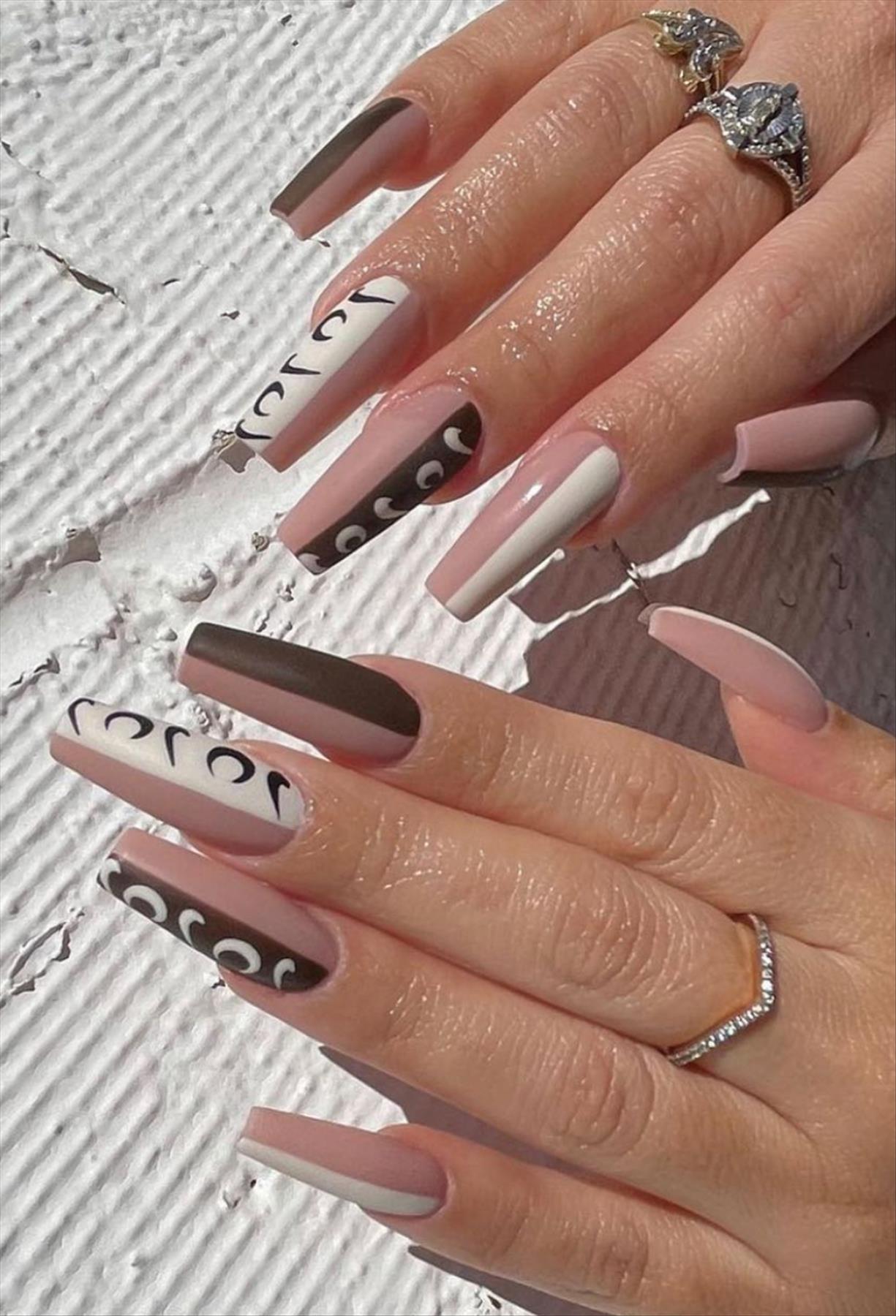Luxury French tip coffin nails you'll flip for